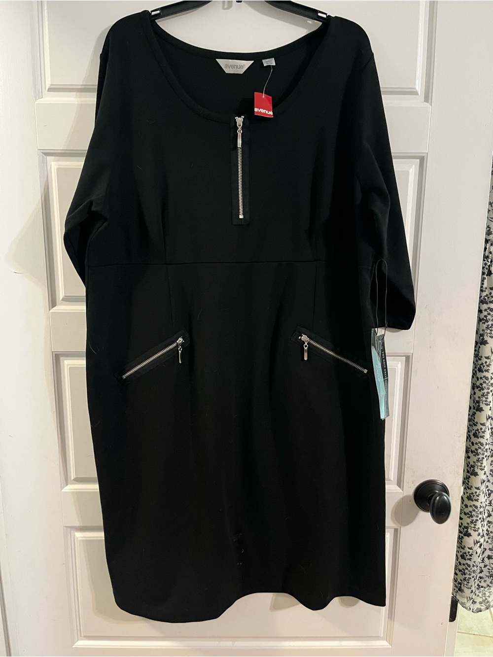 Avenue Black Midi Dress with Zip Details